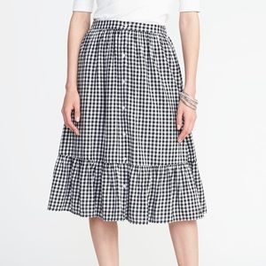 OldNavy Midi Skirt Sz Medium gingham checked b&w